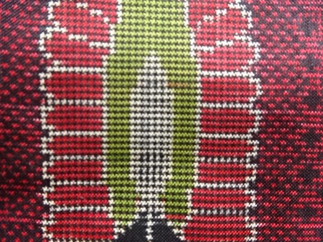 JAPANESE KIMONO / ANTIQUE ABSTRACT PATTERN WOVEN DORO OSHIMA TSUMUGI K
